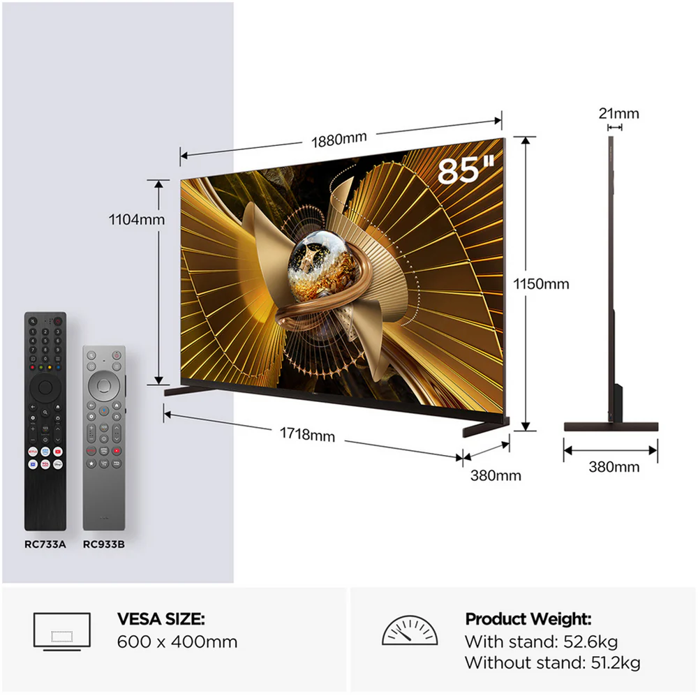 TCL 85X11L-UK 85 Inch X11L 4K Ultra HD HDR SQD-Mini LED Smart Google TV 2026 - Image 6