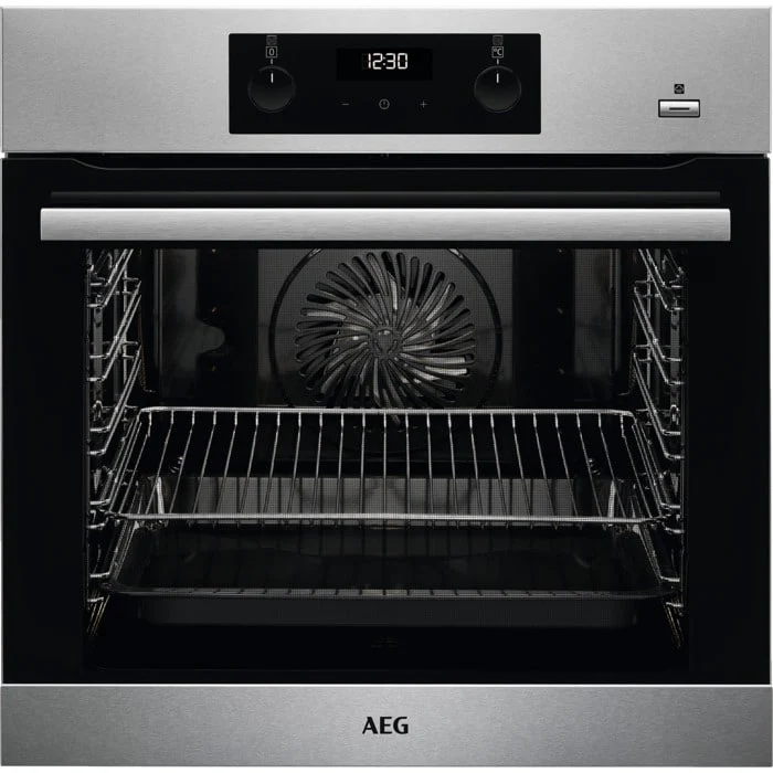 AEG 6000 Series BES355010M Steam Bake Electric Single Built in Oven with Retractable Dials in Stainless Steel