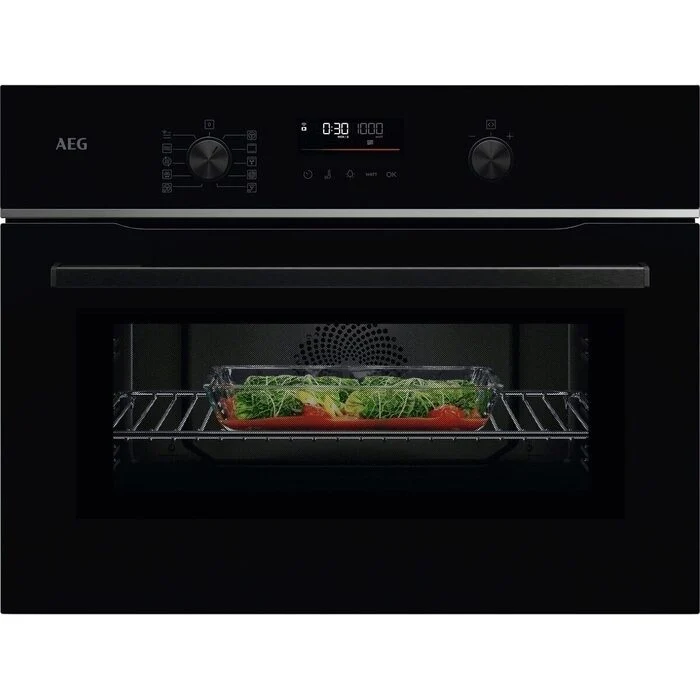 AEG 6000 Series CombiQuick TK6NK501B Compact Built in Microwave Combination Oven Black