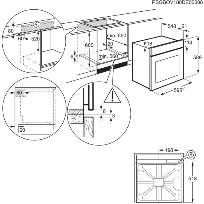 AEG TR6PB521SB Electric Built in Single Oven with Retractable Dials Black - Image 12