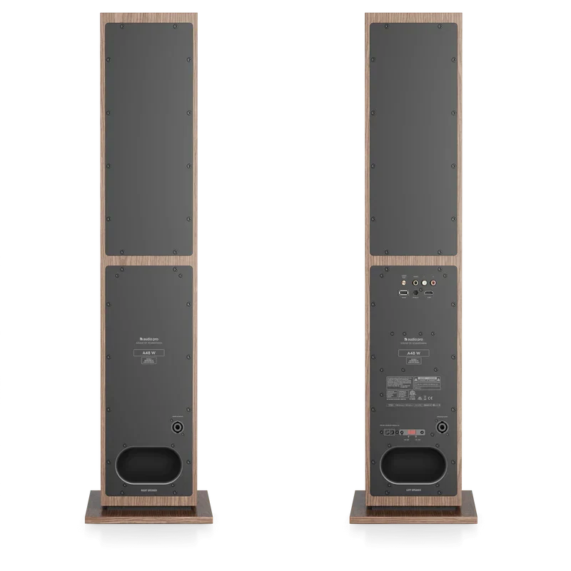 Audio Pro A48 W Wireless Multiroom Bluetooth Floorstanding Speakers Pair Walnut - Image 3
