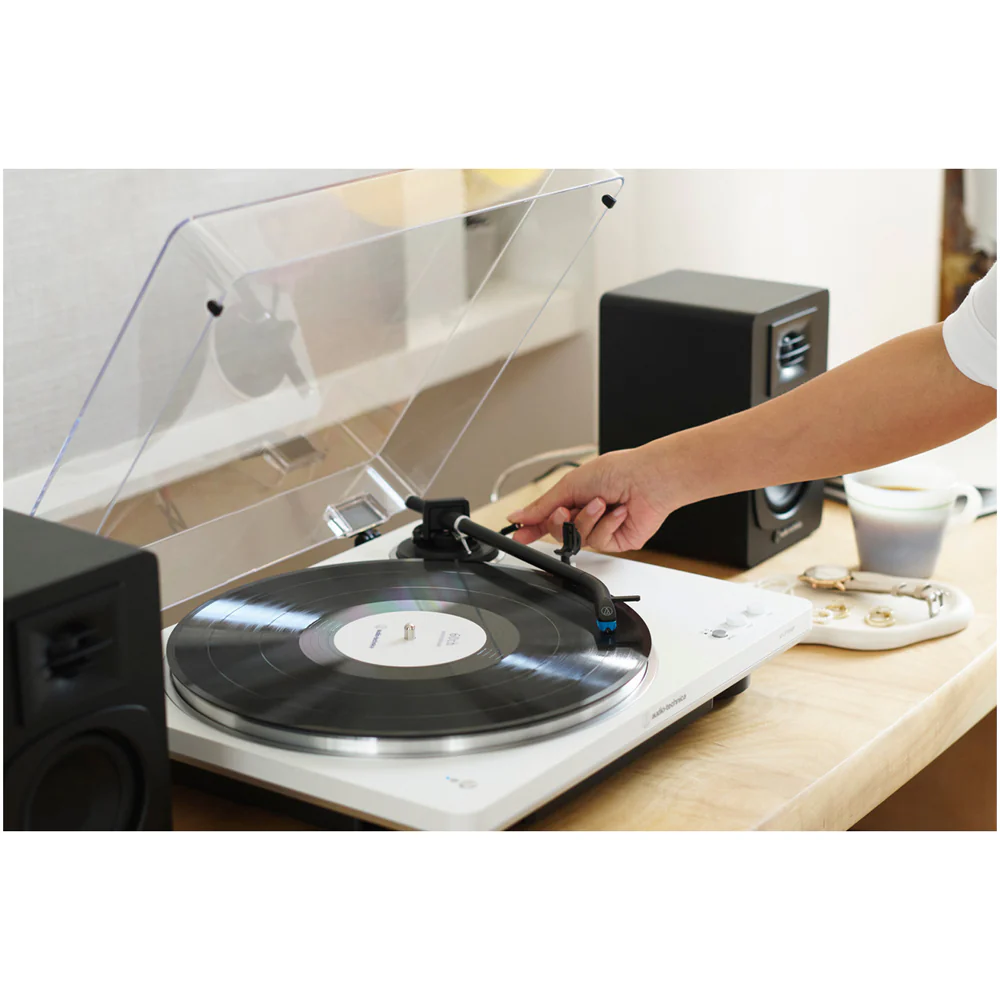 Audio Technica AT-LP70XBT Fully Automatic Bluetooth Wireless Turntable with AT-SP3X Powered Bookshelf Speakers HiFi Package White - Image 10
