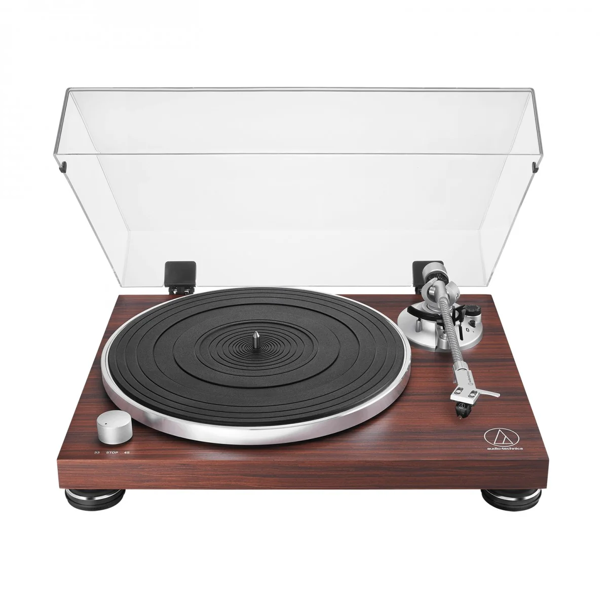 Audio Technica ATLPW50BTRW Turntable Bluetooth Manual Belt Drive Wood Base Rosewood - Image 6