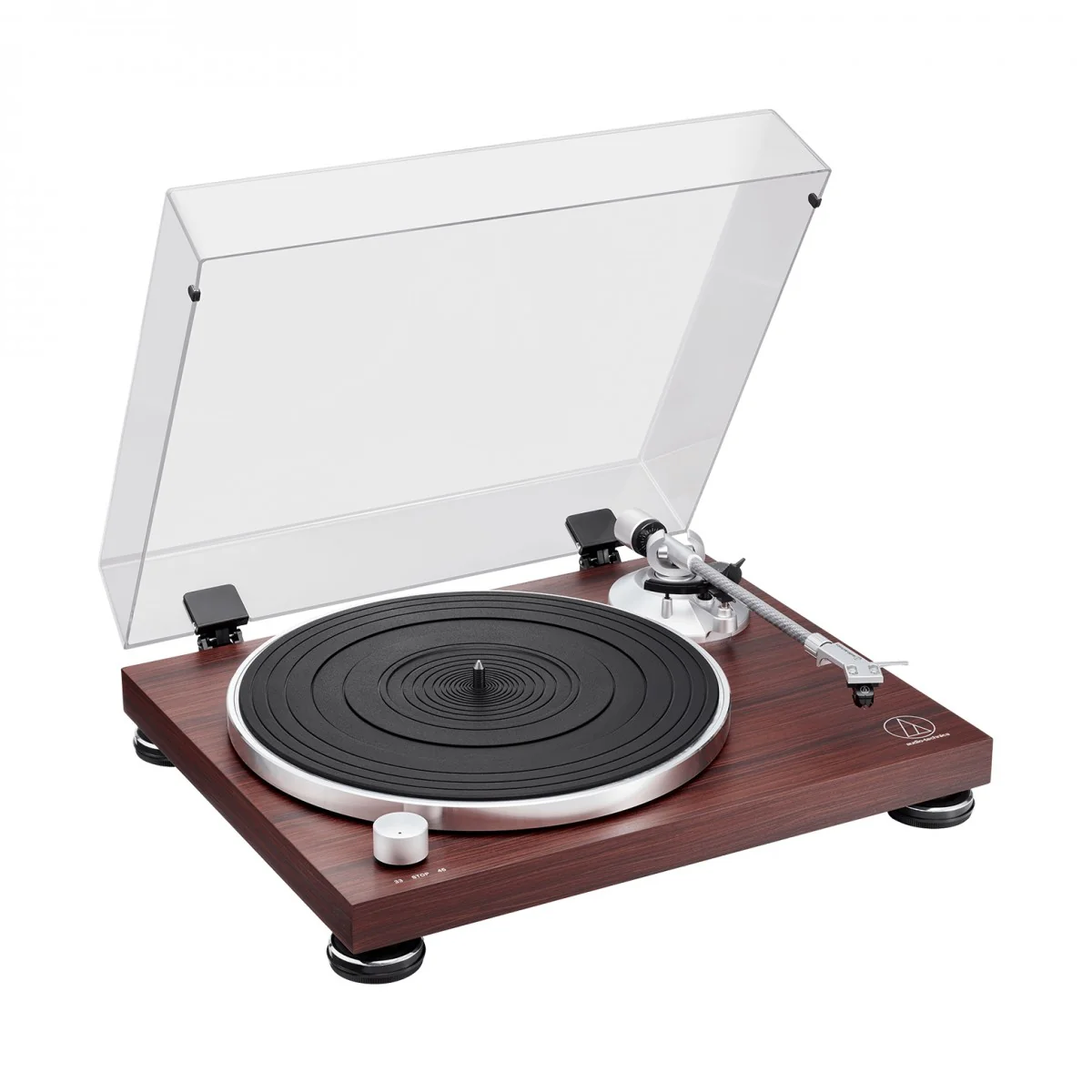 Audio Technica ATLPW50BTRW Turntable Bluetooth Manual Belt Drive Wood Base Rosewood - Image 7