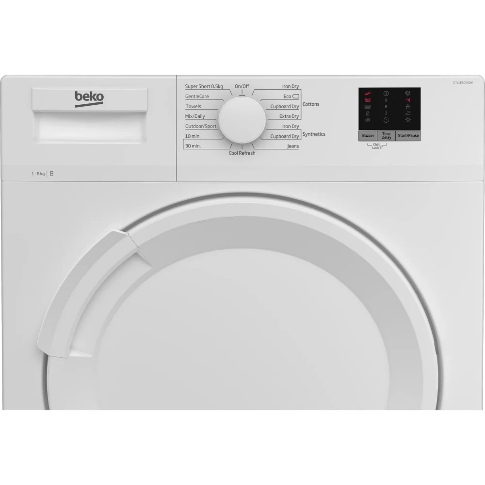 Beko DTLCE80051W 8kg Condenser Tumble Dryer with Sensor Programmes White - Image 4