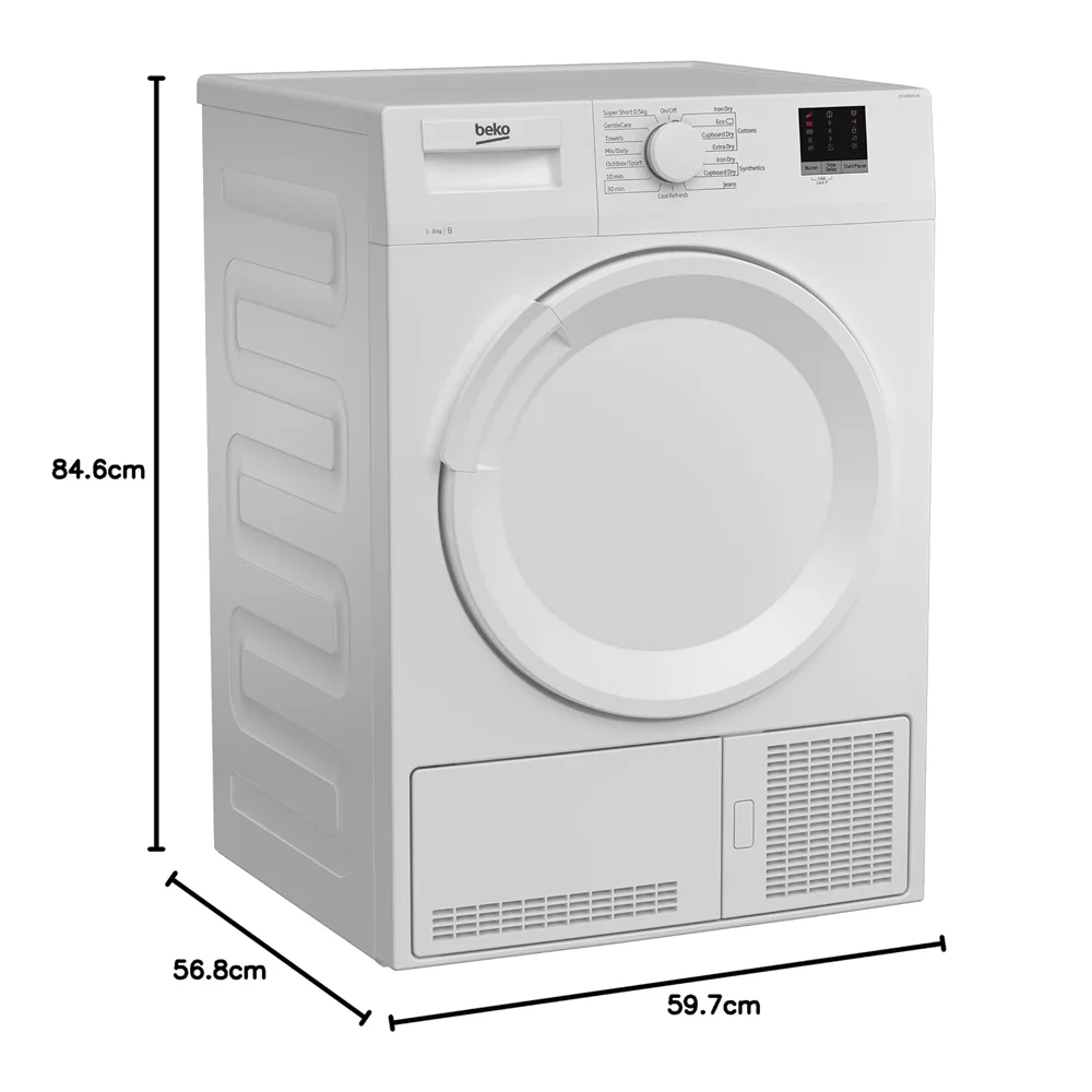 Beko DTLCE80051W 8kg Condenser Tumble Dryer with Sensor Programmes White - Image 5