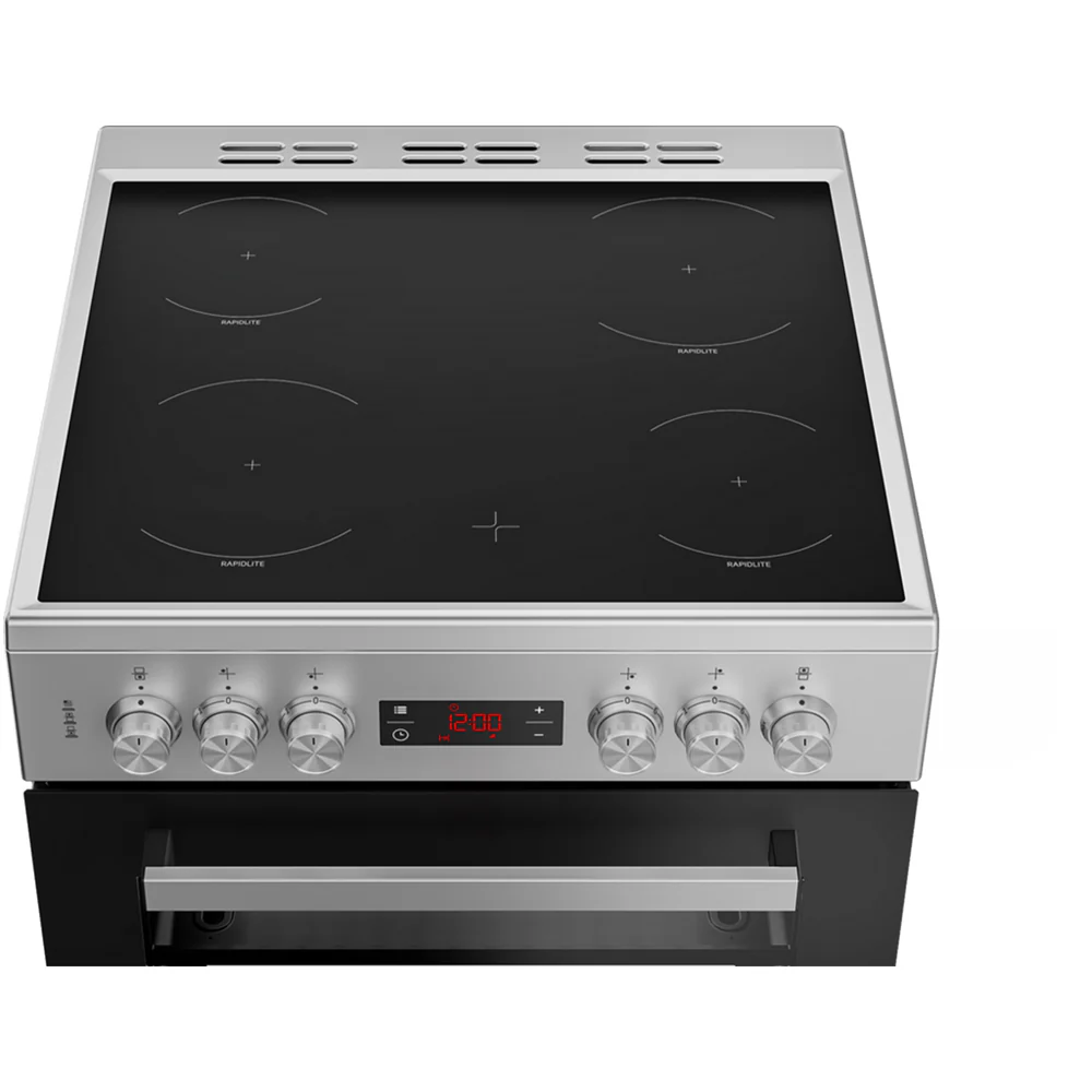 Beko EDC634S 60cm Double Oven Electric Cooker with Ceramic Hob - Silver - Image 3