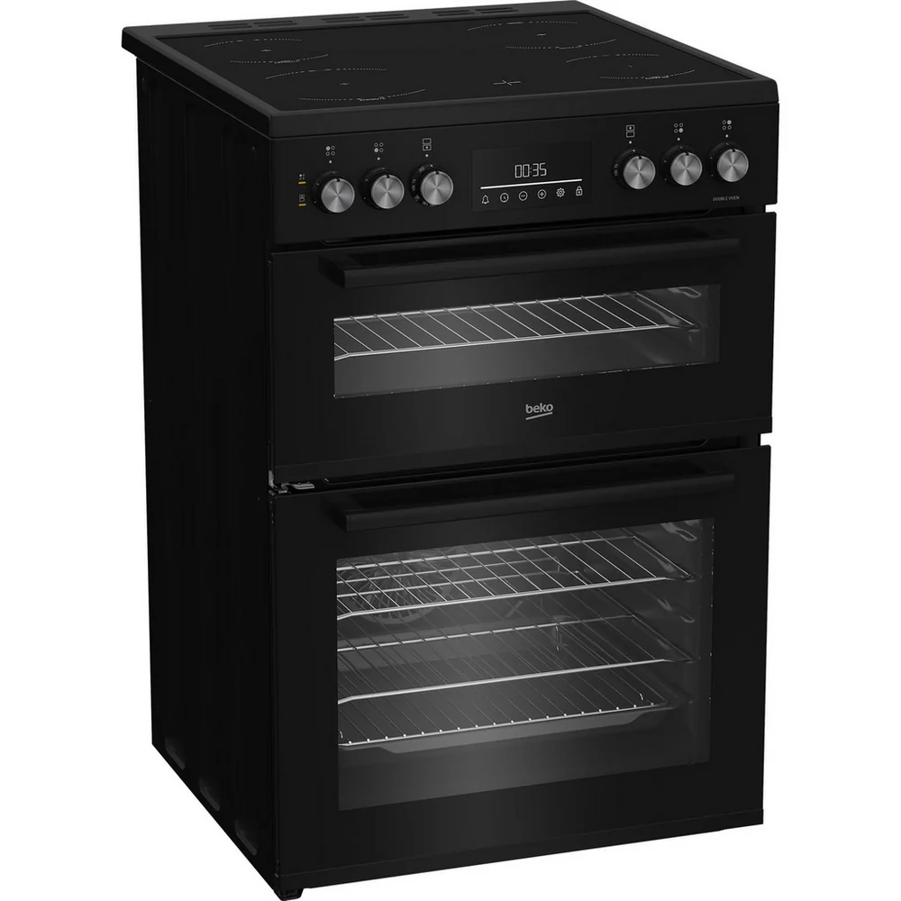 Beko EDC6731K 60cm Double Oven Electric Cooker with Vitroceramic Hob Black - Image 3