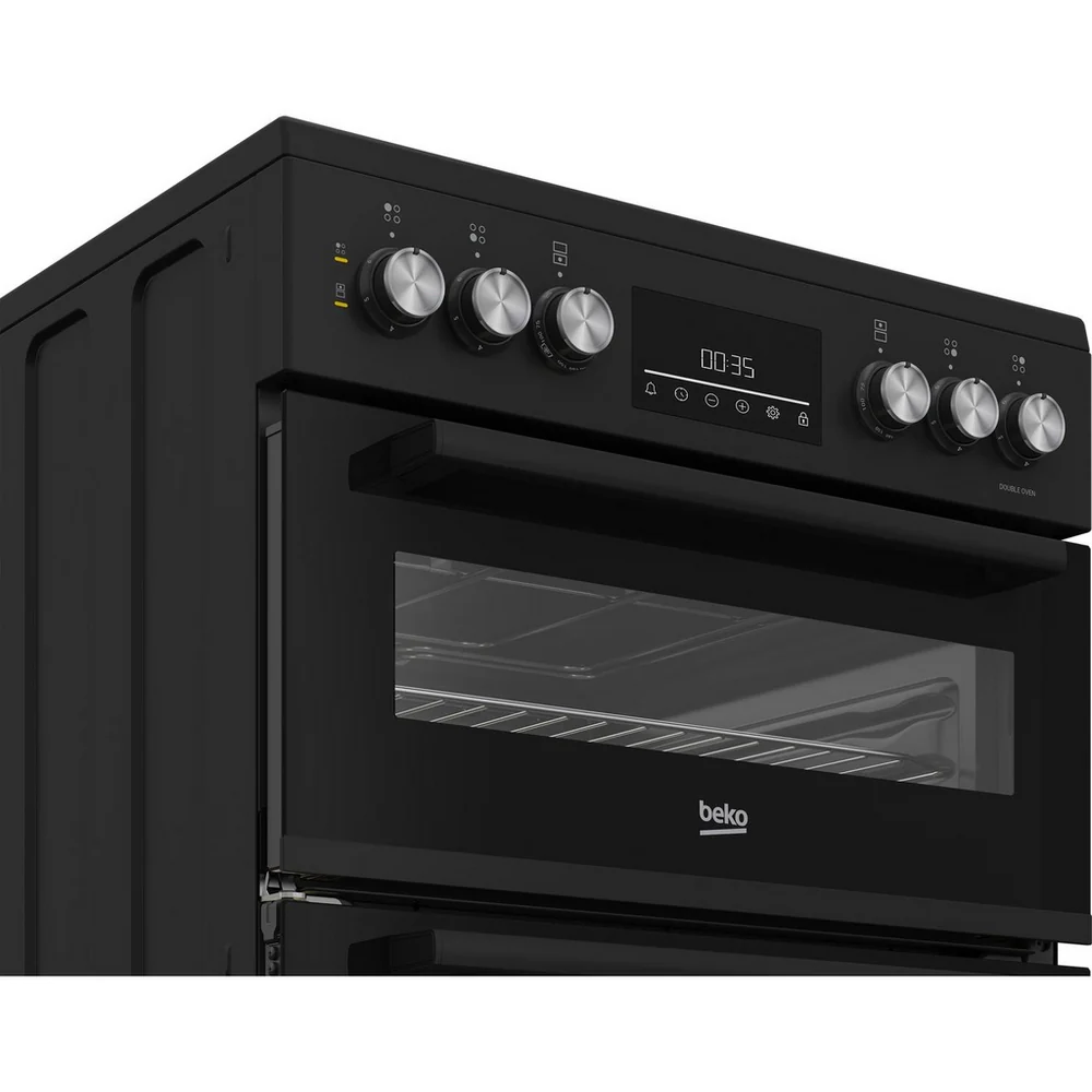 Beko EDC6731K 60cm Double Oven Electric Cooker with Vitroceramic Hob Black - Image 4