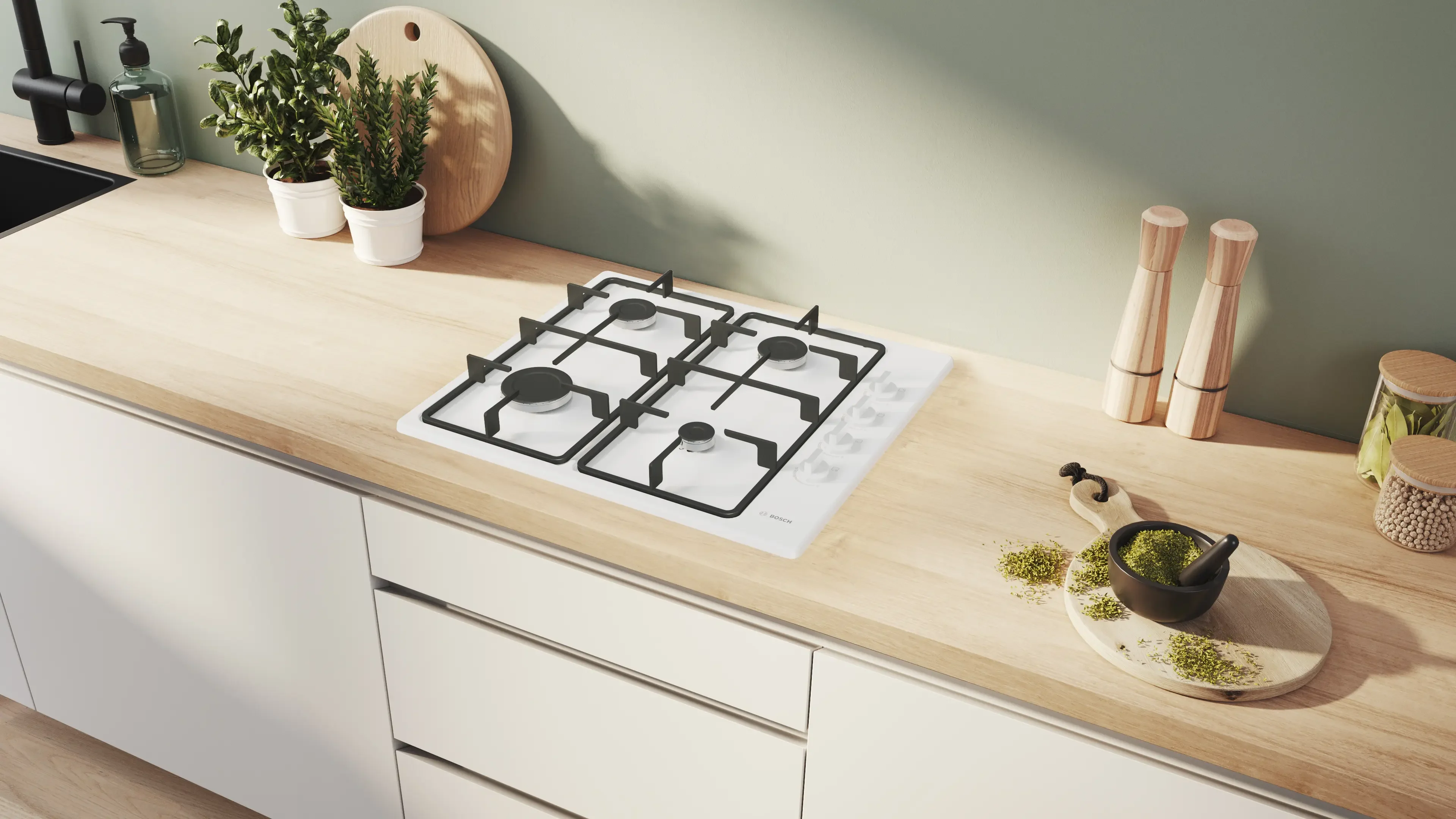 Bosch Series 2 PBP6B2K60 60cm Gas Hob White - Image 4