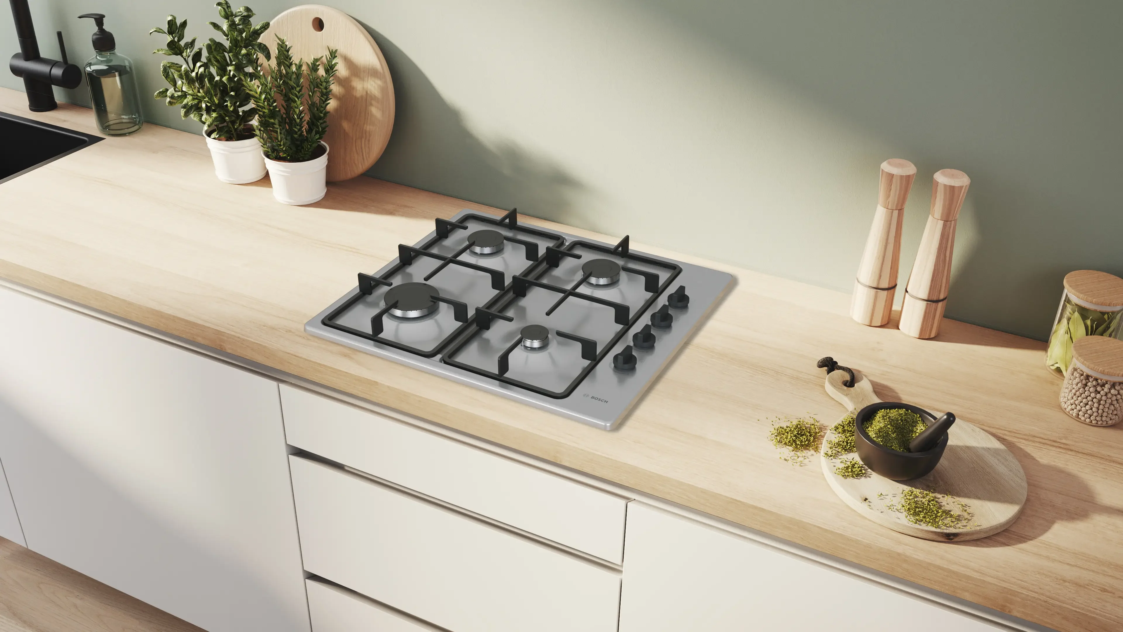 Bosch Series 2 PBP6B5K60 60cm Gas Hob Stainless Steel - Image 4