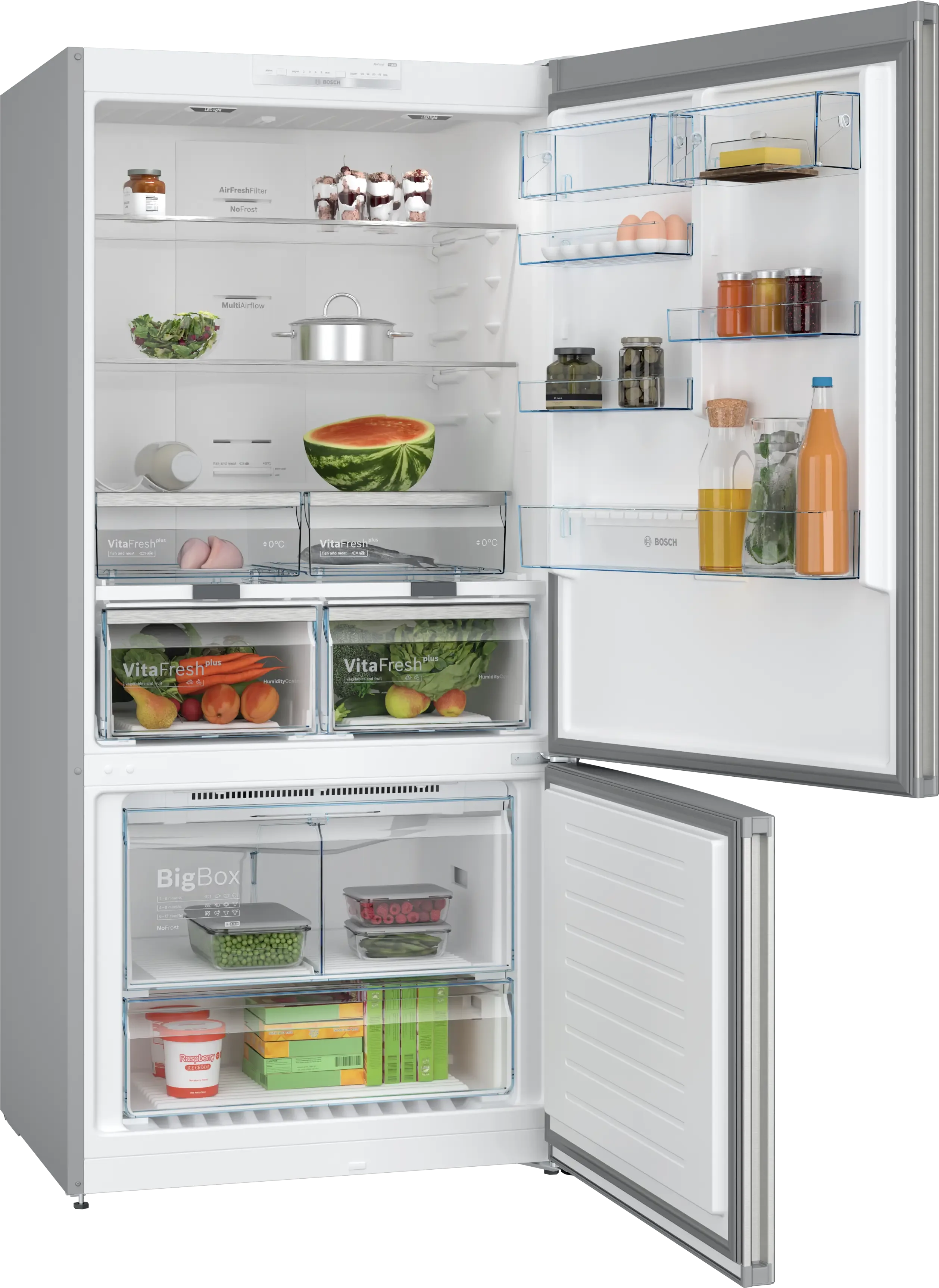 Bosch Series 4 KGN86VIEAG Freestanding No Frost Fridge Freezer Brushed Steel - Image 2