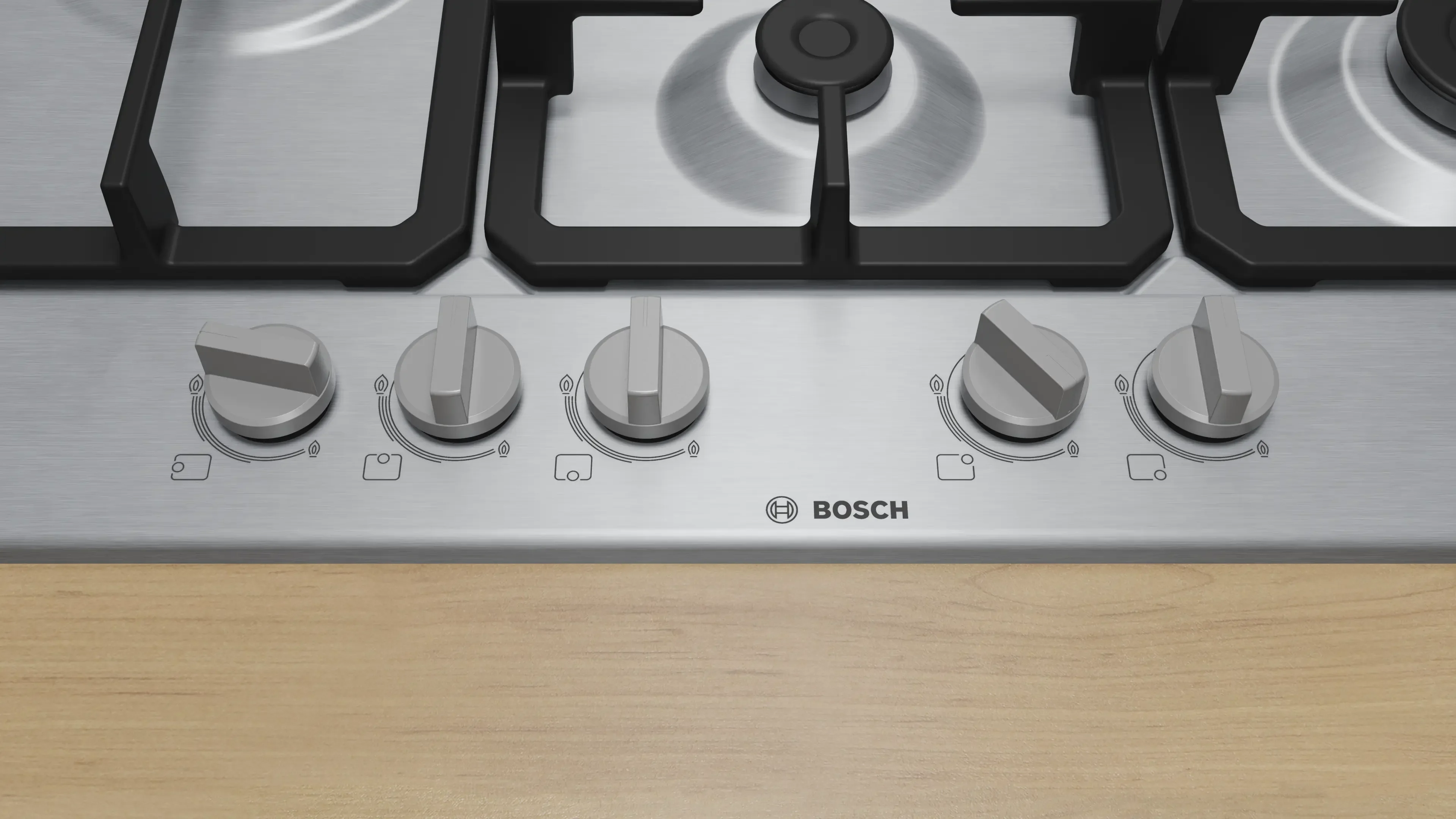 Bosch Series 4 PGM7B5K90 75cm Gas Hob Stainless Steel - Image 2