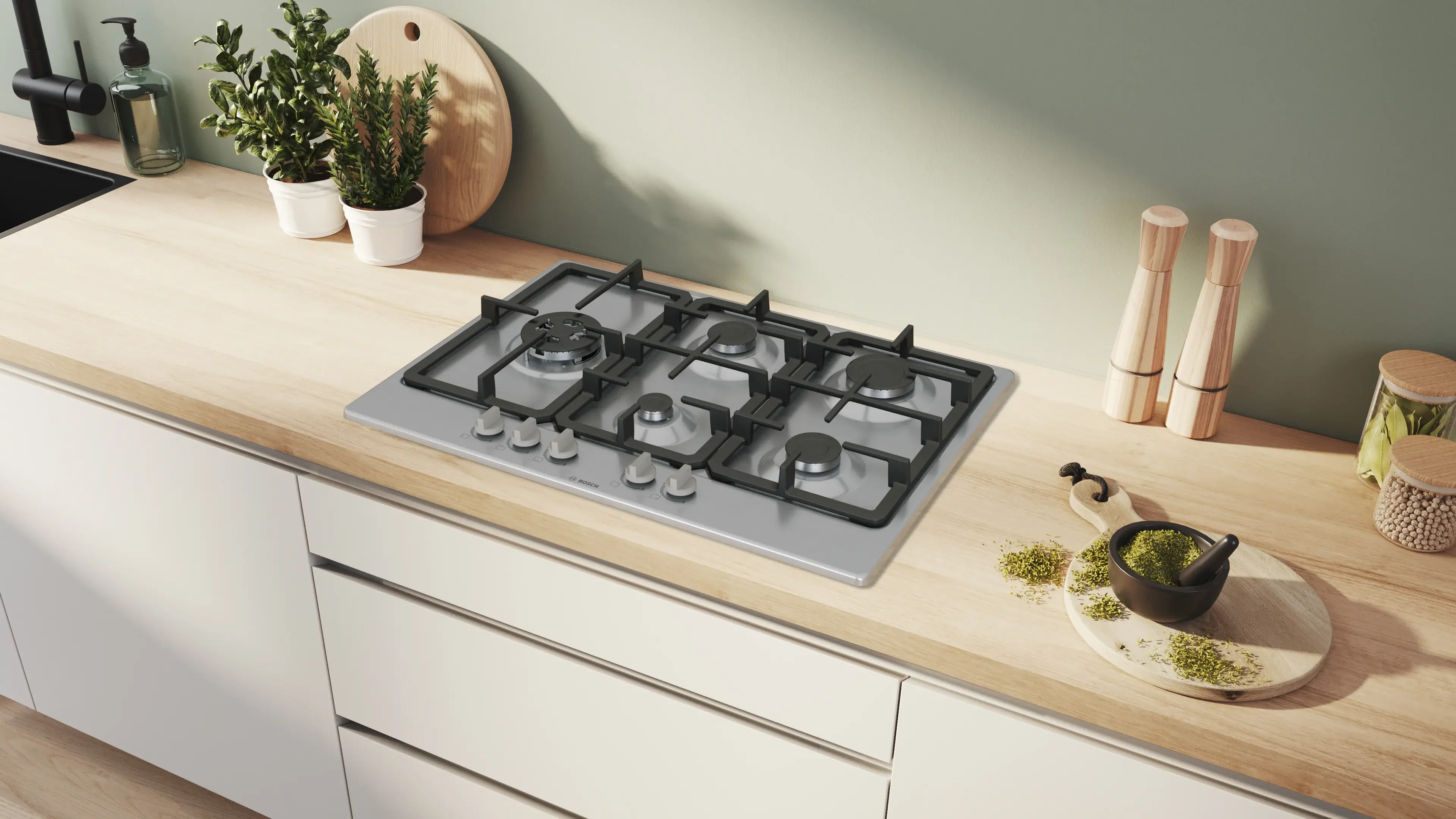 Bosch Series 4 PGM7B5K90 75cm Gas Hob Stainless Steel - Image 4
