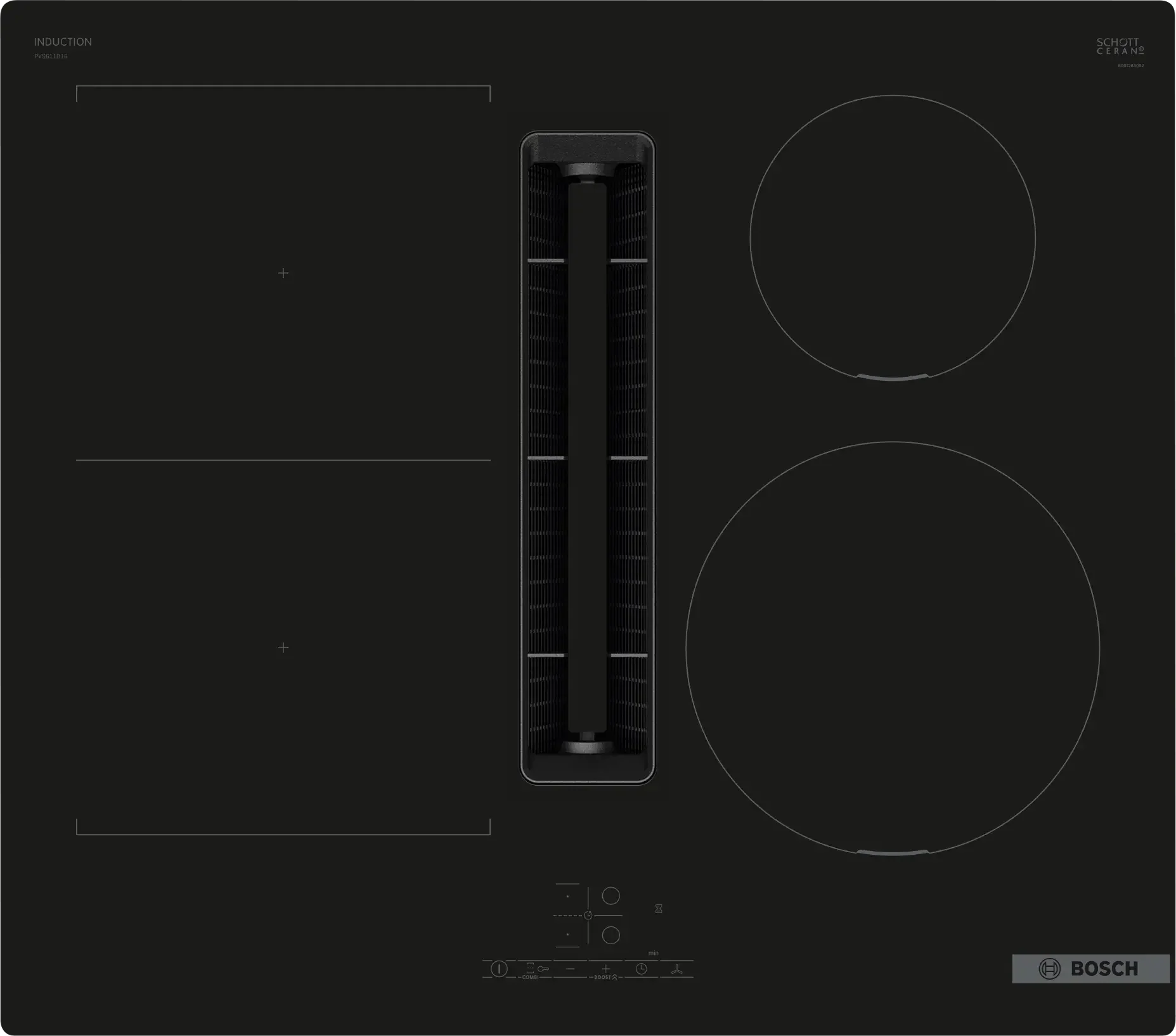 Bosch Series 4 PVS611B16E 60cm Induction Hob With Integrated Ventilation System