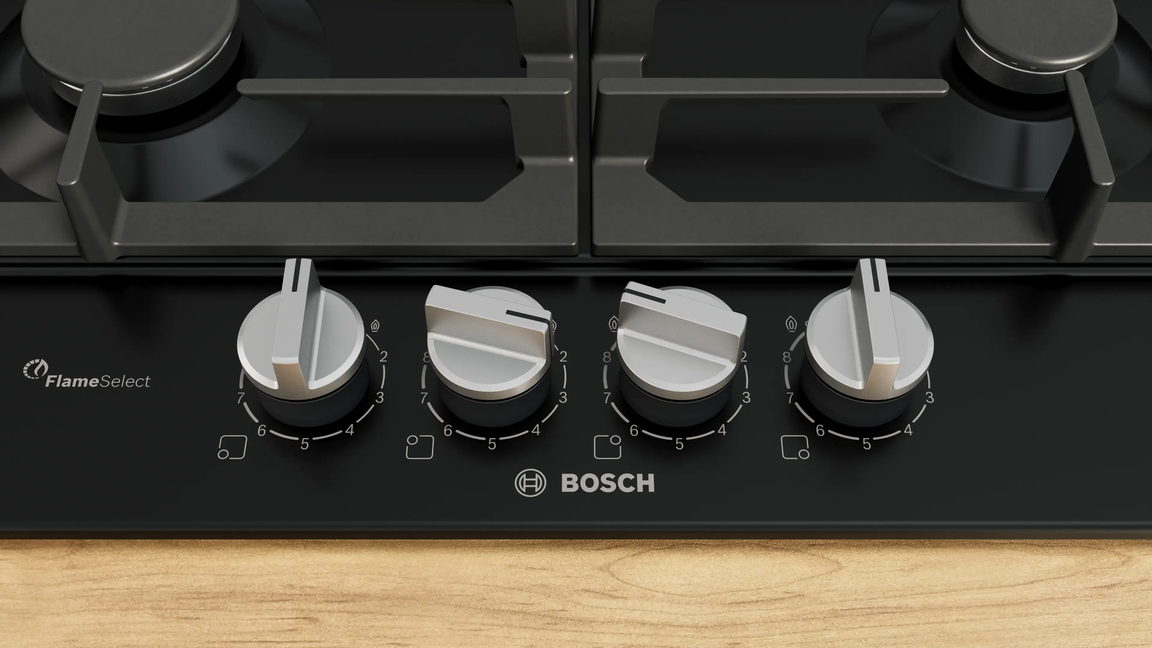 Bosch Series 6 PCP6A6I90 60cm Gas Hob Black - Image 2