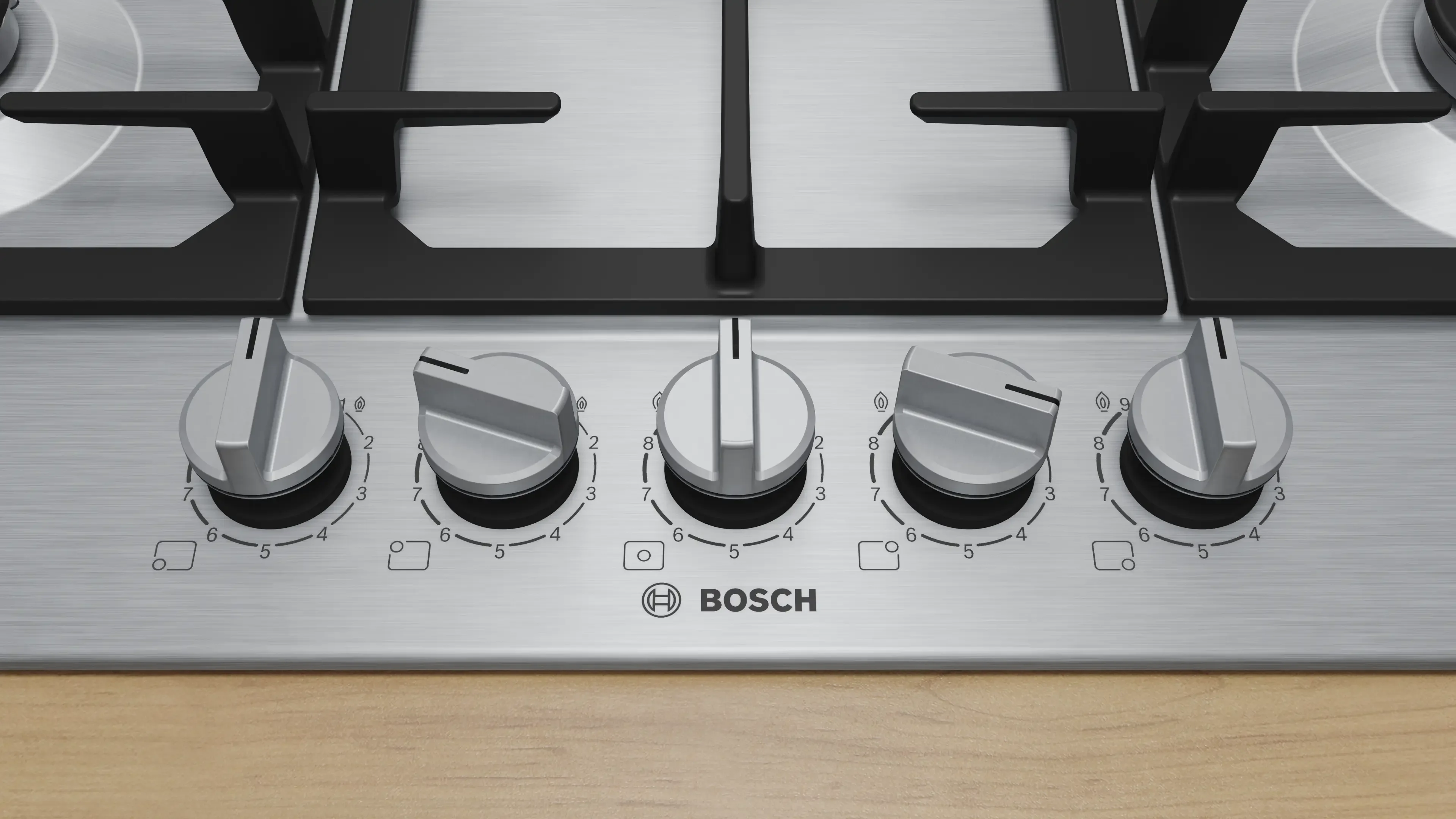 Bosch Series 6 PCQ7A5I90 75cm Gas Hob Stainless Steel - Image 2