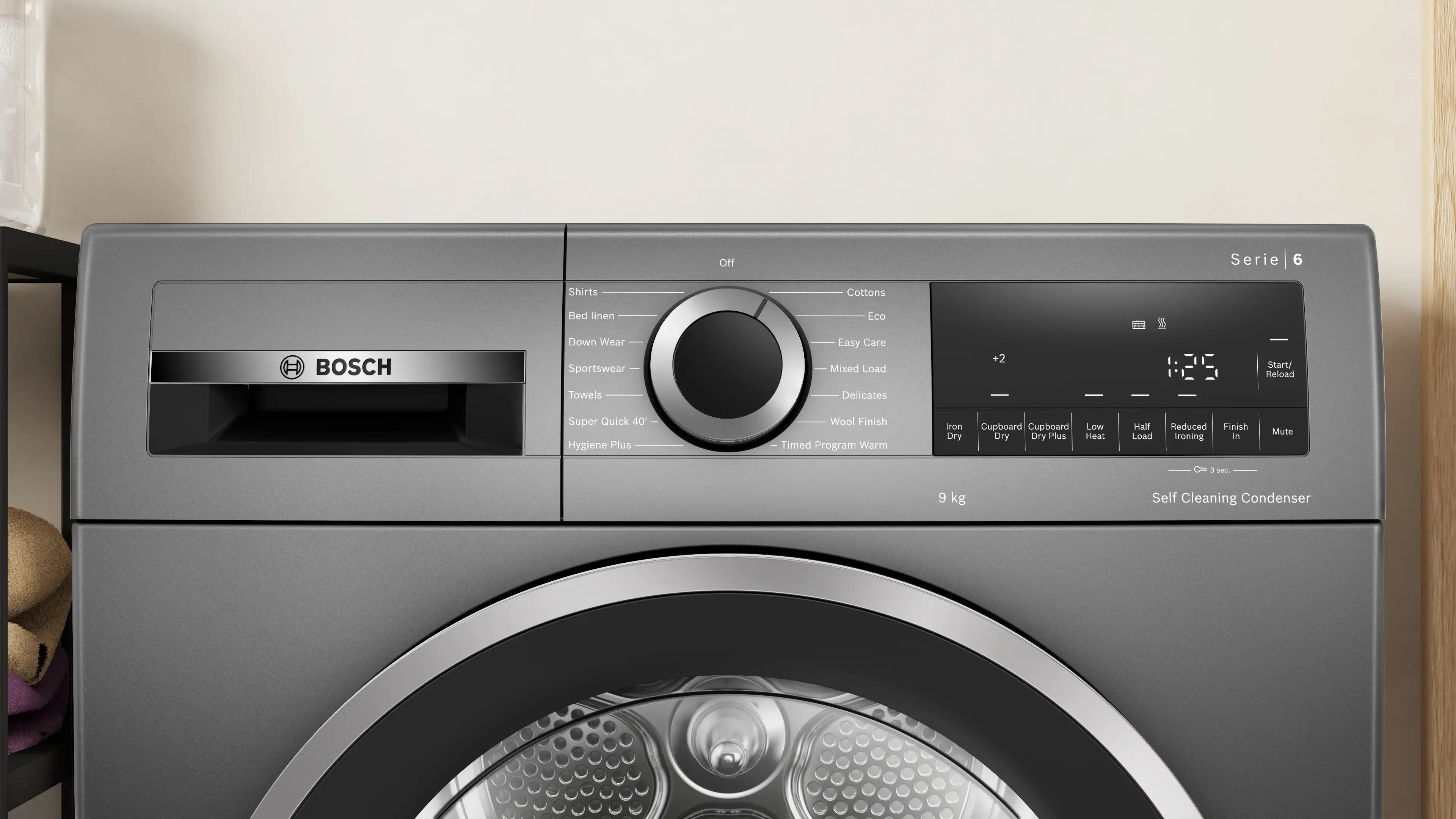 Bosch Series 6 WQG245R2GB 9kg Freestanding Heat Pump Tumble Dryer Grey - Image 2
