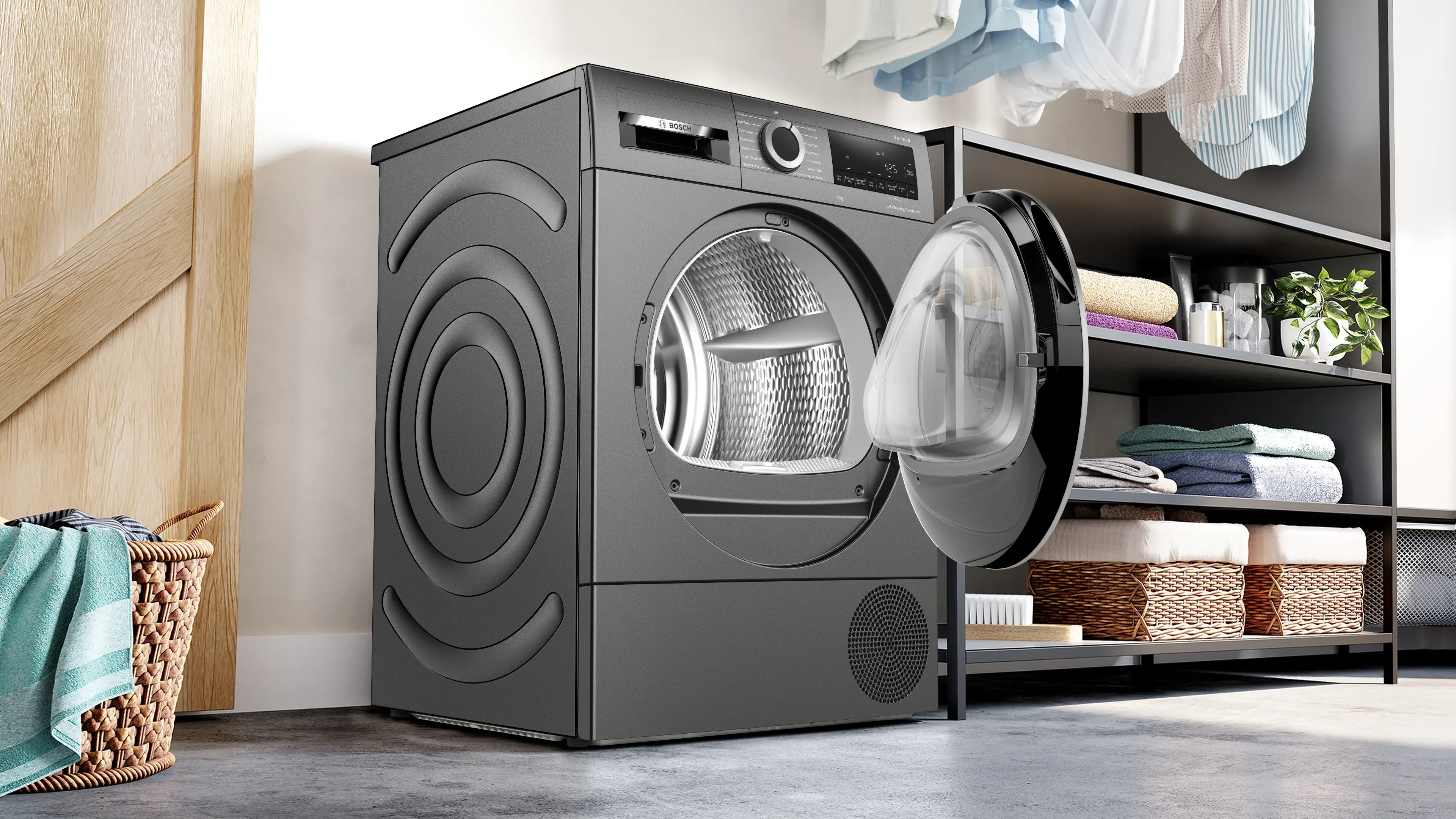 Bosch Series 6 WQG245R2GB 9kg Freestanding Heat Pump Tumble Dryer Grey - Image 4