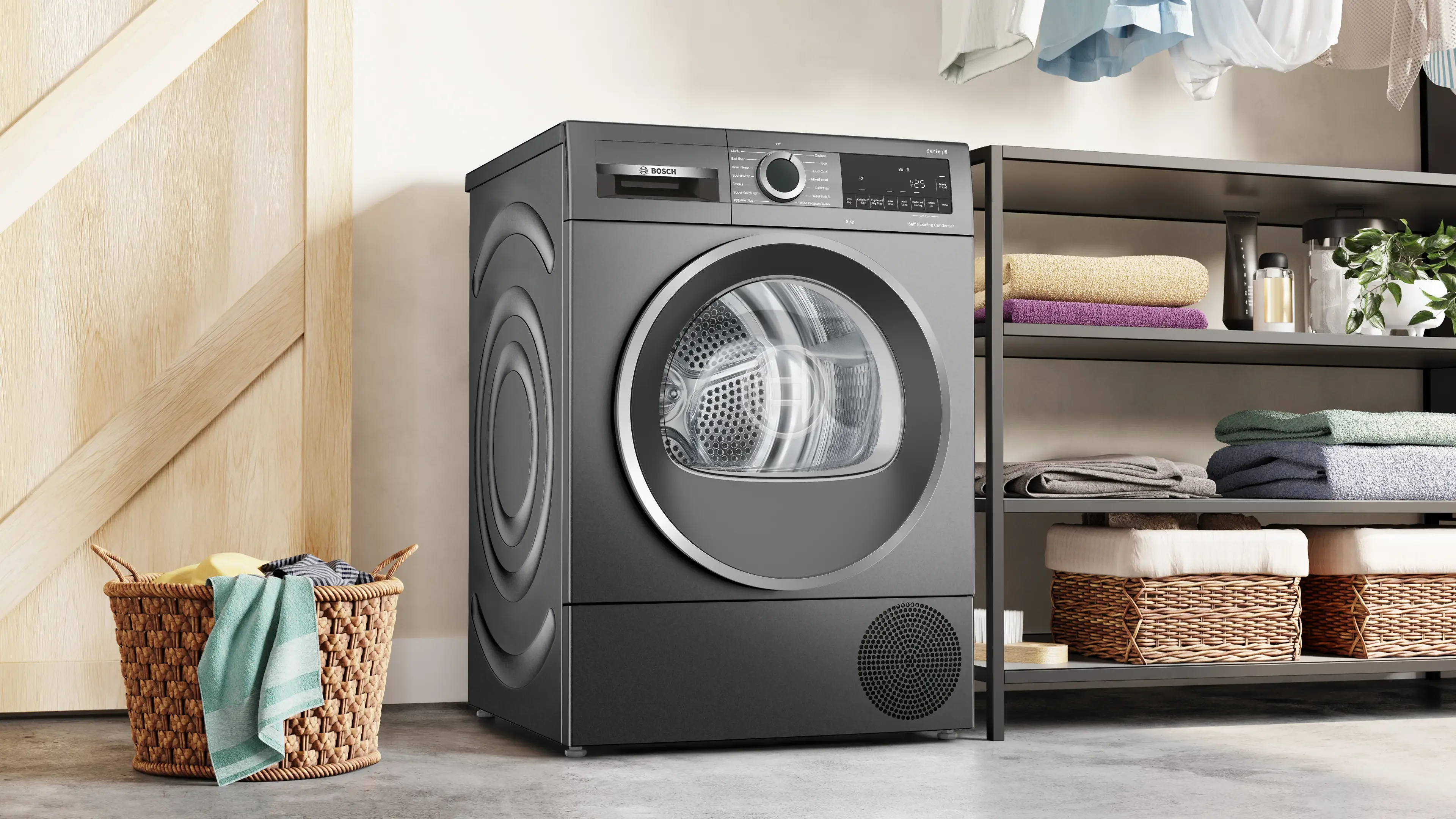 Bosch Series 6 WQG245R2GB 9kg Freestanding Heat Pump Tumble Dryer Grey - Image 5