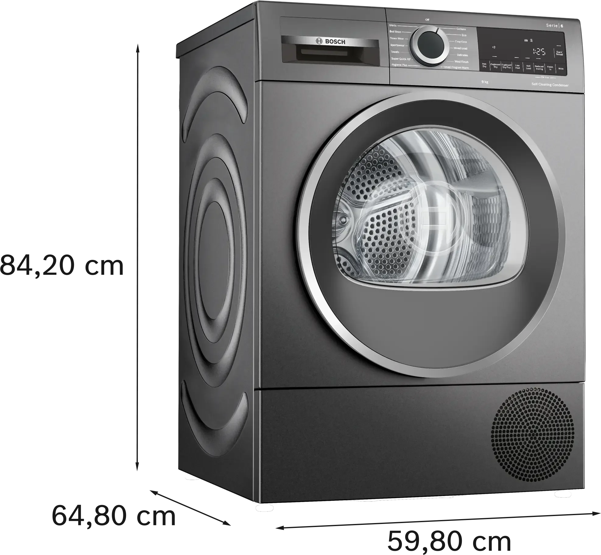 Bosch Series 6 WQG245R2GB 9kg Freestanding Heat Pump Tumble Dryer Grey - Image 6