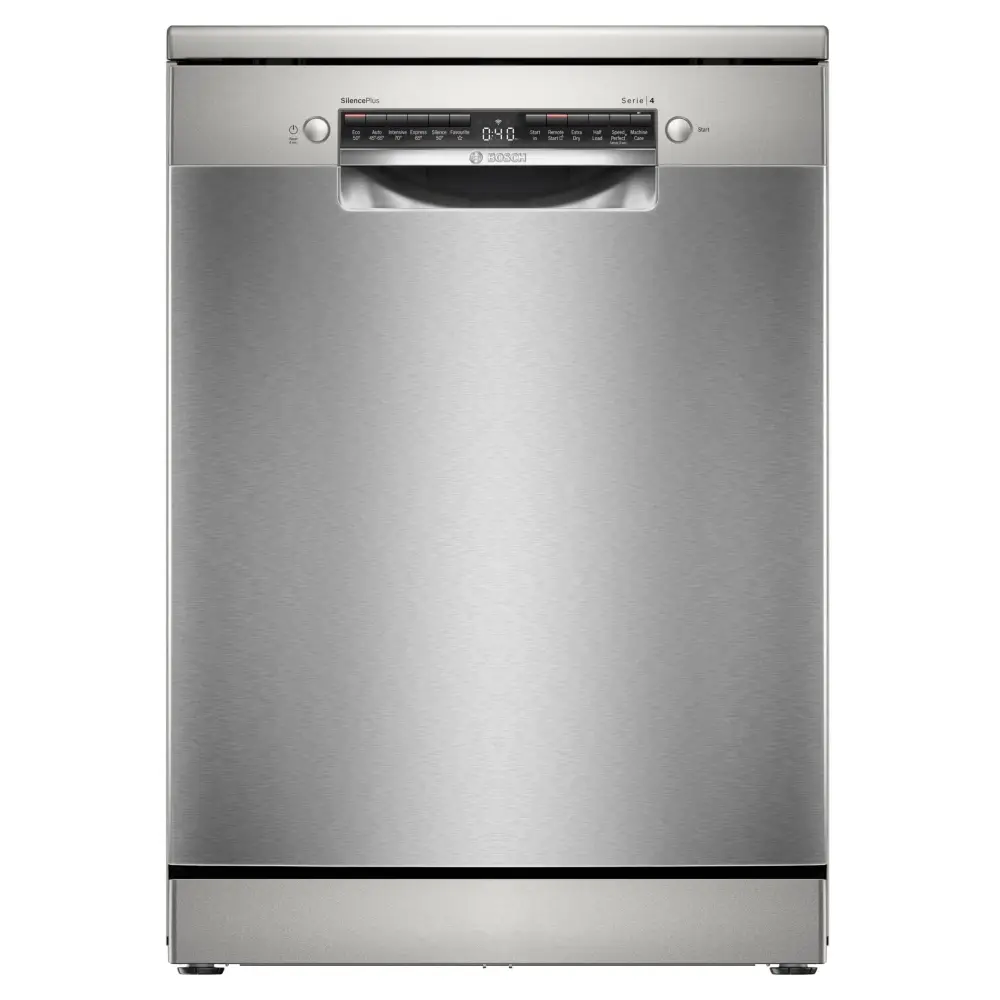Bosch SMS4EMI06G Series 4 Wifi Connected Freestanding Full Size Dishwasher - Silver Inox with 14 Place Settings