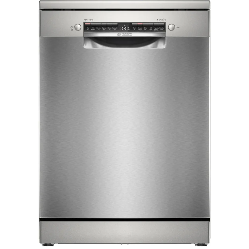 Bosch SMS6ZCI10G Series 6 Freestanding 60cm Full Size Dishwasher with 14 Place Settings Silver Inox