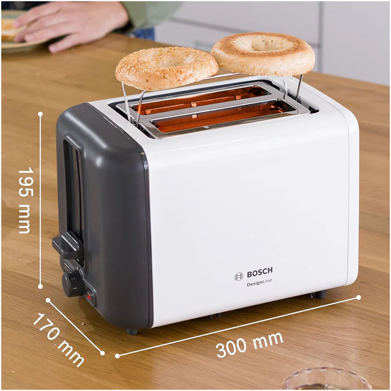 Bosch TAT3P421GB DesignLine 2 Slice Toaster White - Image 7