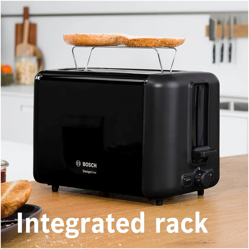 Bosch TAT3P423GB DesignLine 2 Slice Toaster Black - Image 3