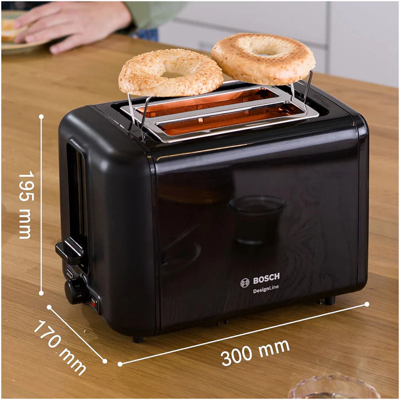 Bosch TAT3P423GB DesignLine 2 Slice Toaster Black - Image 7