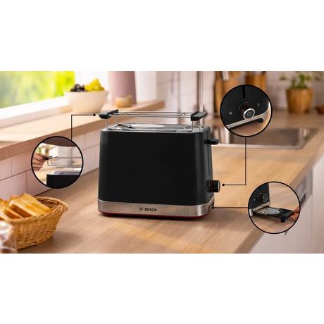 Bosch TAT4M223GB MyMoment 2 Slice Compact Toaster Black - Image 2