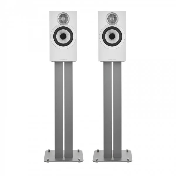 Bowers & Wilkins 607 S3 Bookshelf Speakers Oak with FS-600 S3 Silver Stands - Image 2