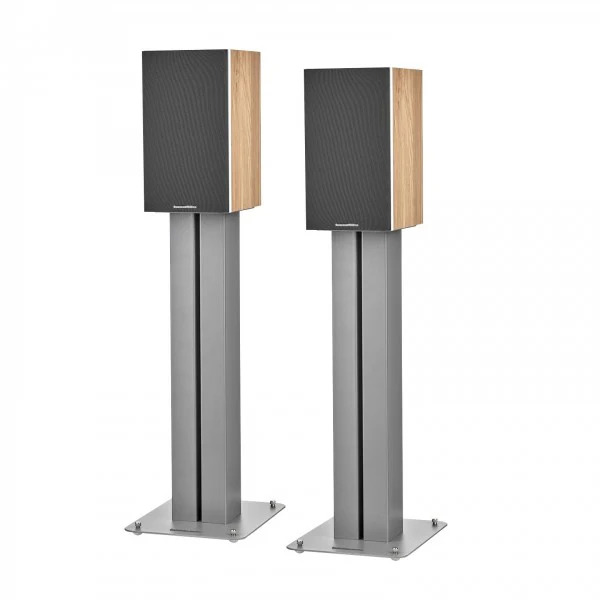 Bowers & Wilkins 607 S3 Bookshelf Speakers Oak with FS-600 S3 Silver Stands - Image 5