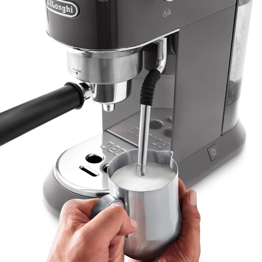 Delonghi EC885.GY Dedica Arte Manual Espresso Coffee maker with Milk Frother - Grey - Image 4