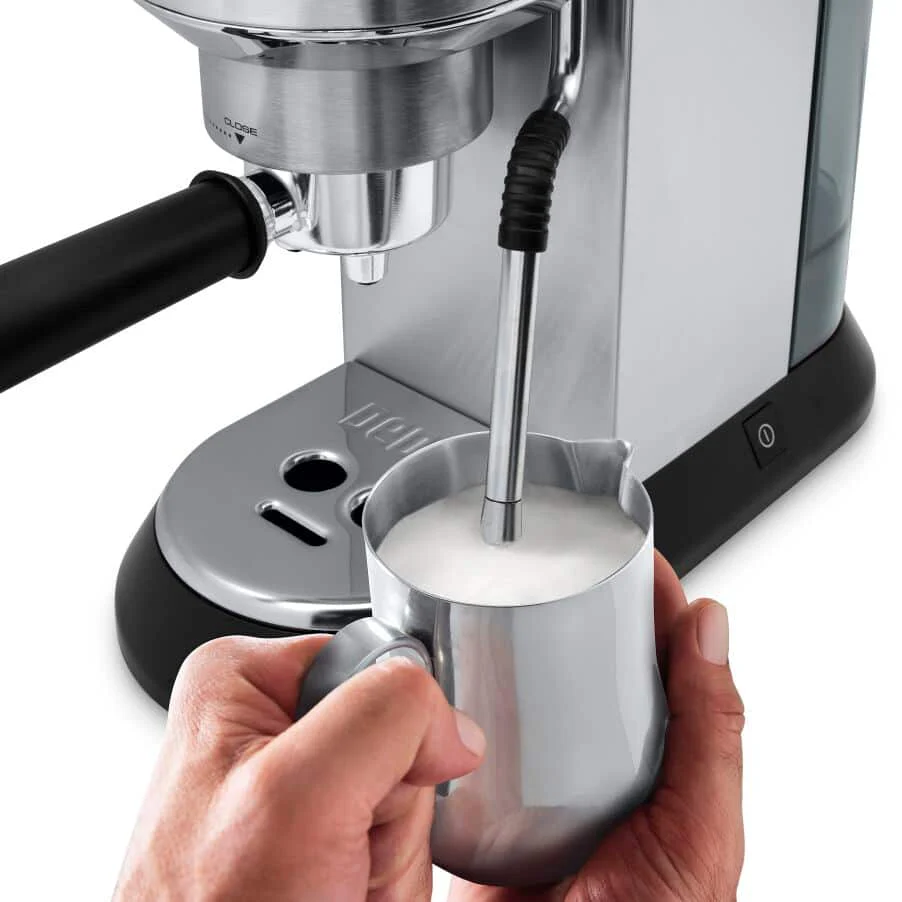 Delonghi EC885.M Dedica Arte Manual Espresso Coffee maker with Milk Frother - Silver - Image 4