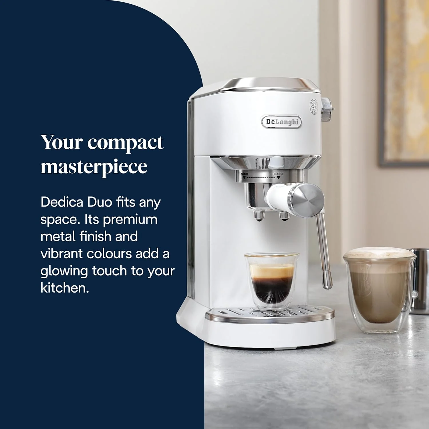 DeLonghi EC890.W Dedica Duo Manual Espresso Coffee Machine with Milk Frother White - Image 3