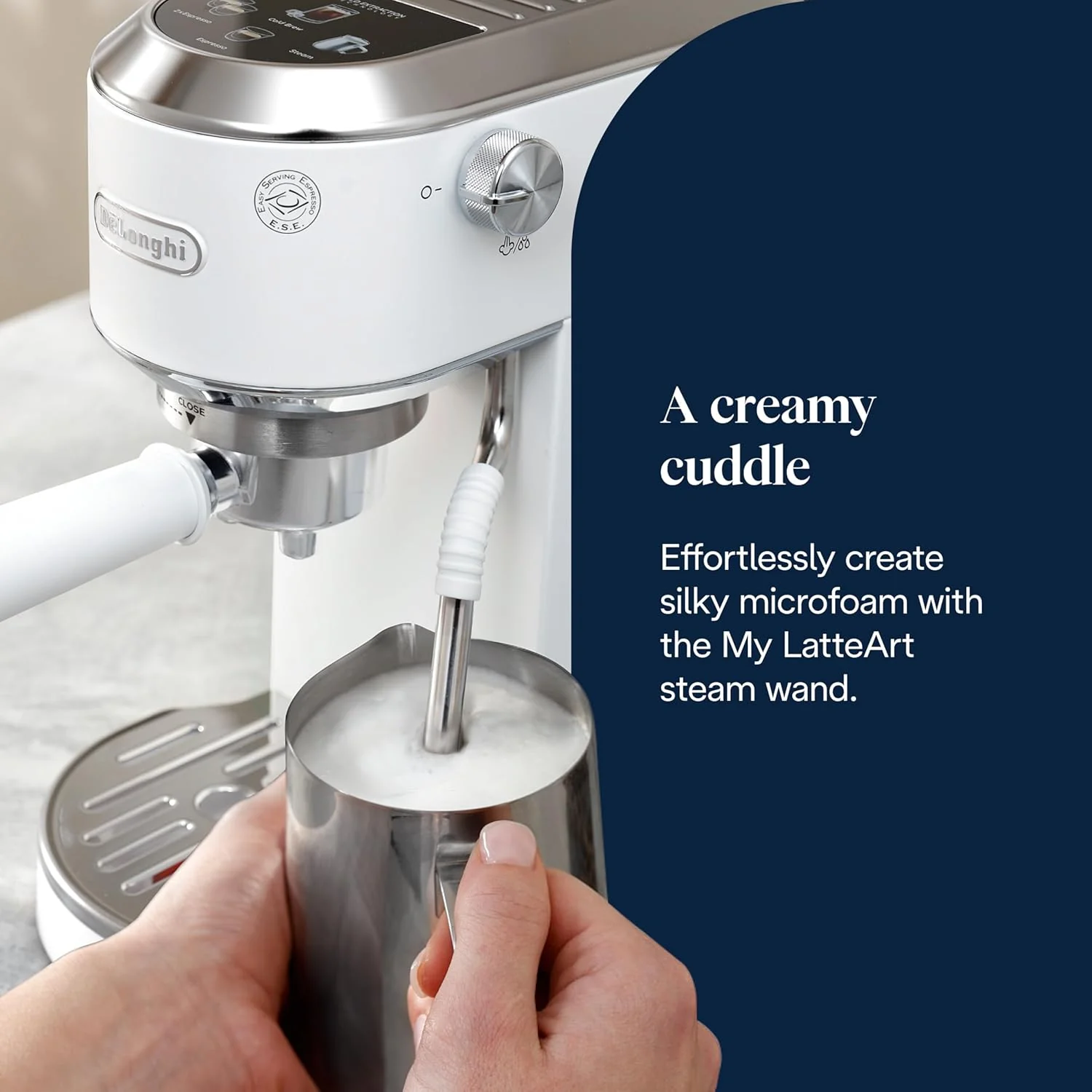 DeLonghi EC890.W Dedica Duo Manual Espresso Coffee Machine with Milk Frother White - Image 7