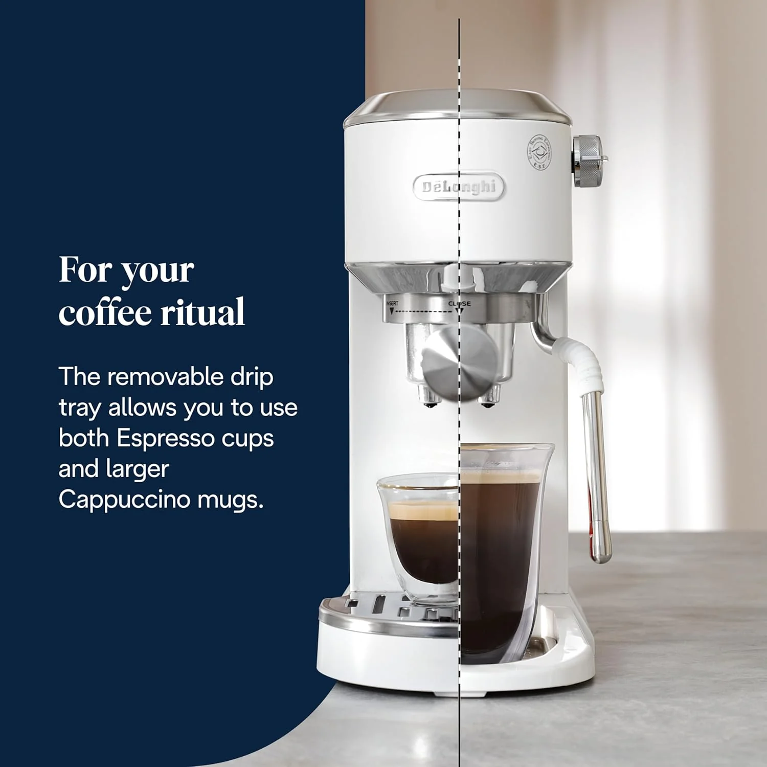 DeLonghi EC890.W Dedica Duo Manual Espresso Coffee Machine with Milk Frother White - Image 8