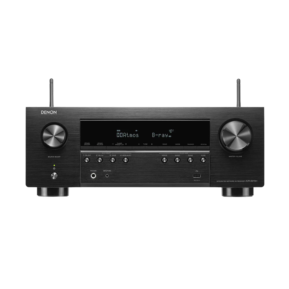 Denon AVRS970H 8K 7.2 Ch Dolby Atmos AV Receiver with Wharfedale Diamond 12.1i HCP 5.1 Speaker Package - Black - Image 2