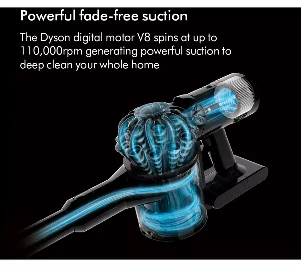 Dyson V8 Absolute Cordless Vacuum Cleaner upto 40 Minutes Run Time Silver Yellow Clearance V8ABS-2023 - Image 3