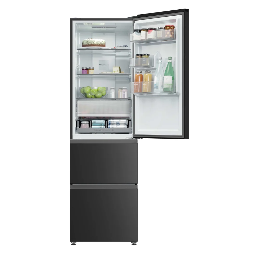 Haier HTR3518ENMTK 3D Series 3 60/40 Fridge Freestanding Frost Free Freezer Black - Image 2