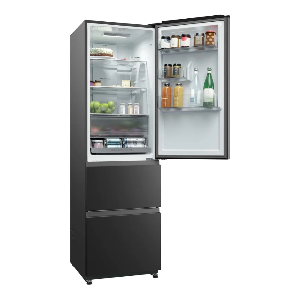 Haier HTR3518ENMTK 3D Series 3 60/40 Fridge Freestanding Frost Free Freezer Black - Image 5