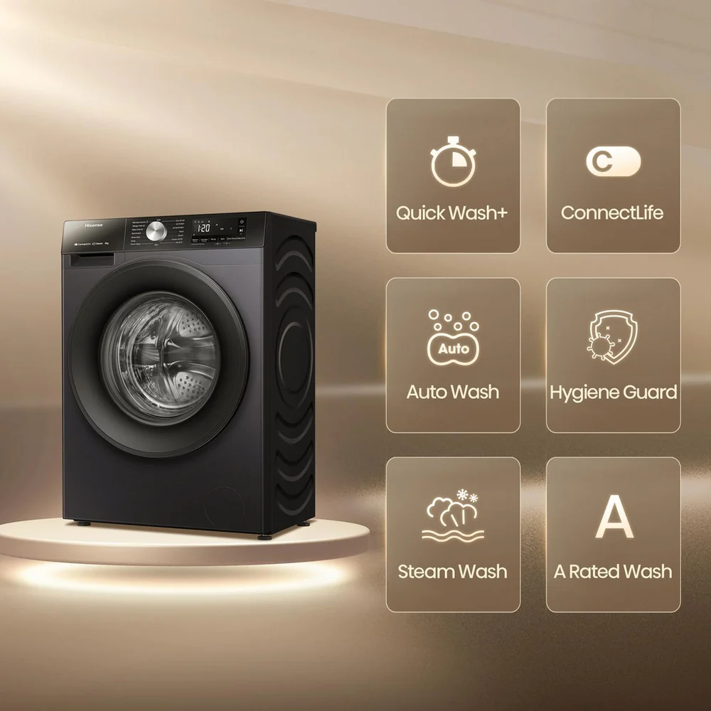 Hisense 3S Series WF3S8043BB3 WiFi-enabled 8kg 1400 Spin Washing Machine Black - A Rated - Image 2