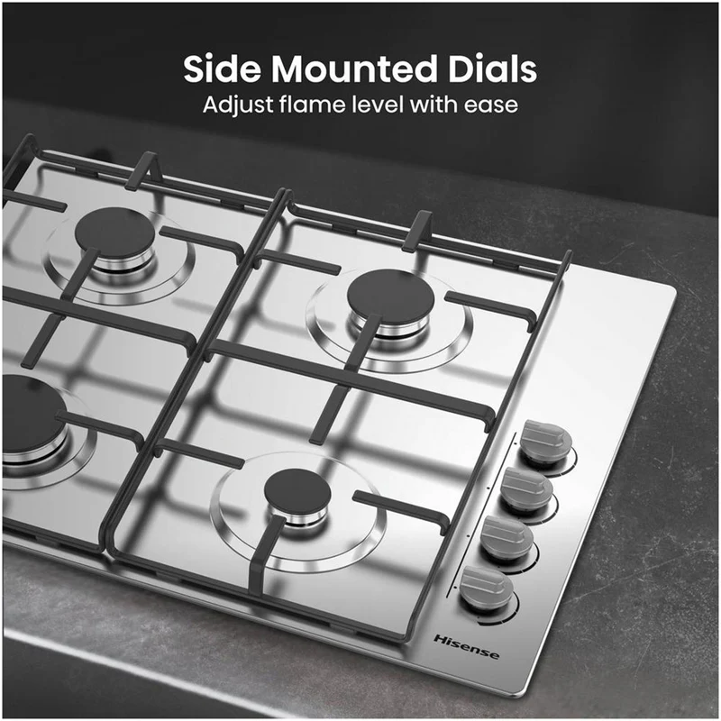 Hisense GM642XHS 60cm Gas Hob Stainless Steel - Image 2