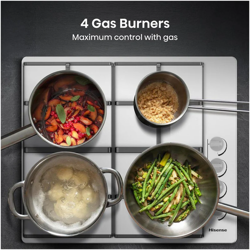 Hisense GM642XHS 60cm Gas Hob Stainless Steel - Image 3