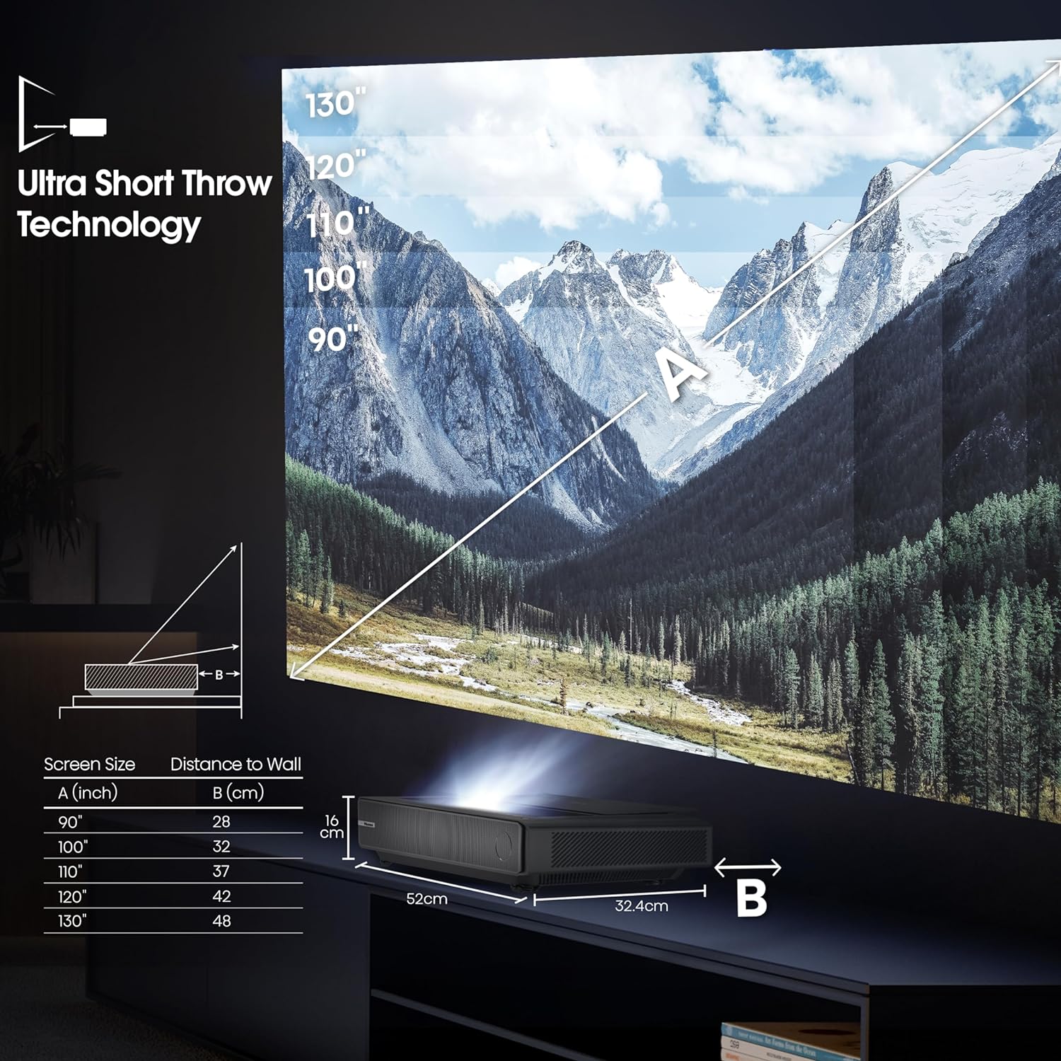 Hisense PX2TUK-PRO TriChroma Ultra Short Throw 4K UHD HDR Smart Laser Cinema Projector - Image 9