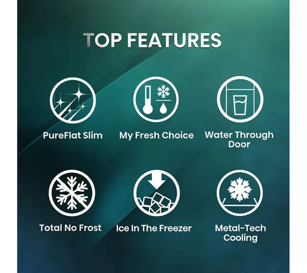 Hisense RQ5P470SYFD PureFlat Non-Plumbed Total No Frost American Fridge Freezer Black - Image 2