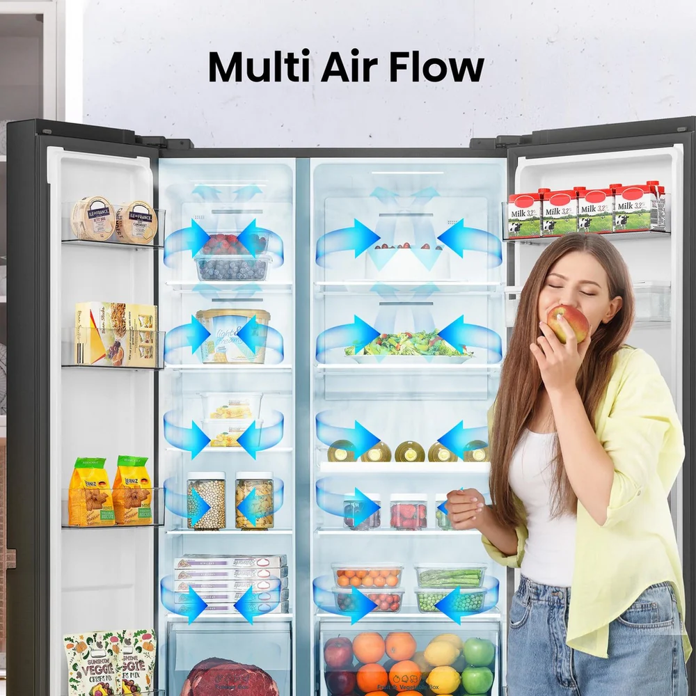 Hisense RS840N4WFE Freestanding Frost Free American Fridge Freezer Black Stainless Steel - Image 9