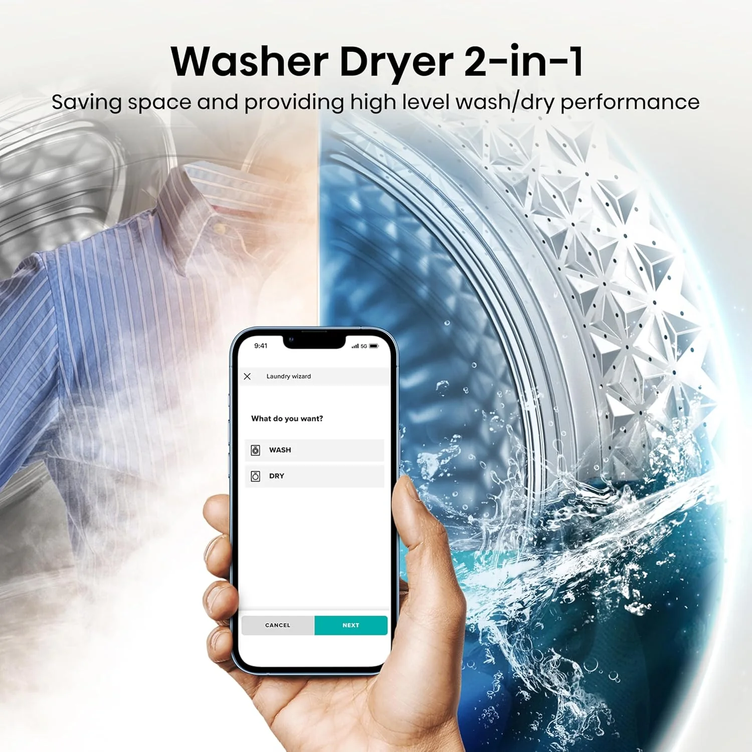 Hisense WD3S8043BW3 3S Series 8+5kg 1400 Spin WiFi-enabled Washer Dryer White - Image 4