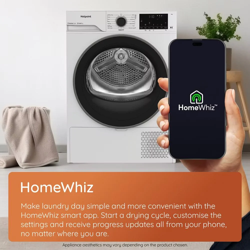 Hotpoint CHD94MBBSUK 9kg Heat Pump Tumble Dryer with HomeWhiz Black - Image 12